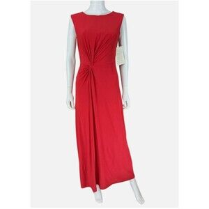 Boston Proper Twist Knot Maxi Dress S Smokin Hot Red Jersey Travel No Iron NWT